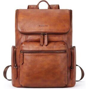 Leather Backpack for Men 15.6 inch Laptop Backpack Vintage Travel Office Bag